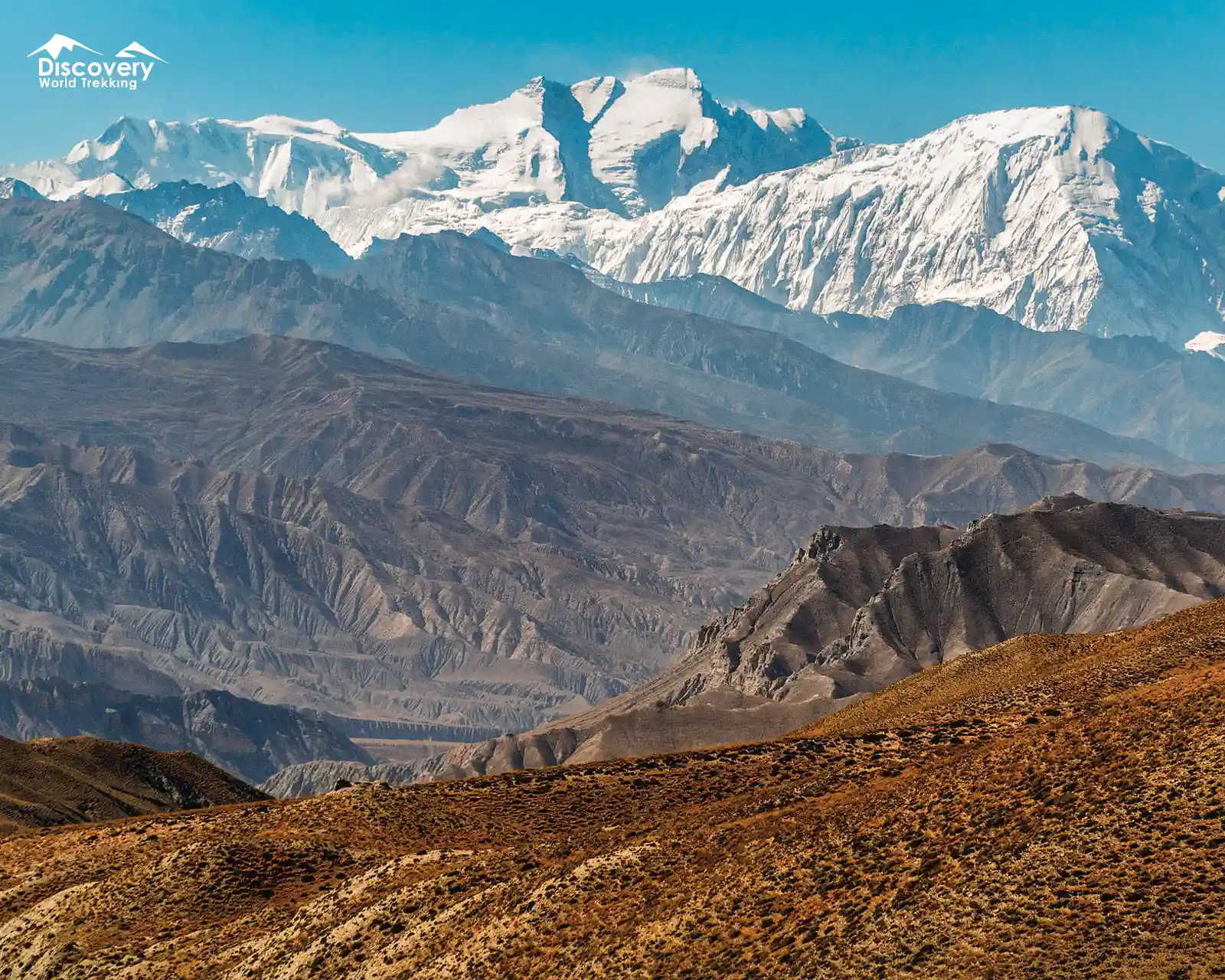 Annapurna II towering over Mustang, seen from Shyangboche to Ghami route.