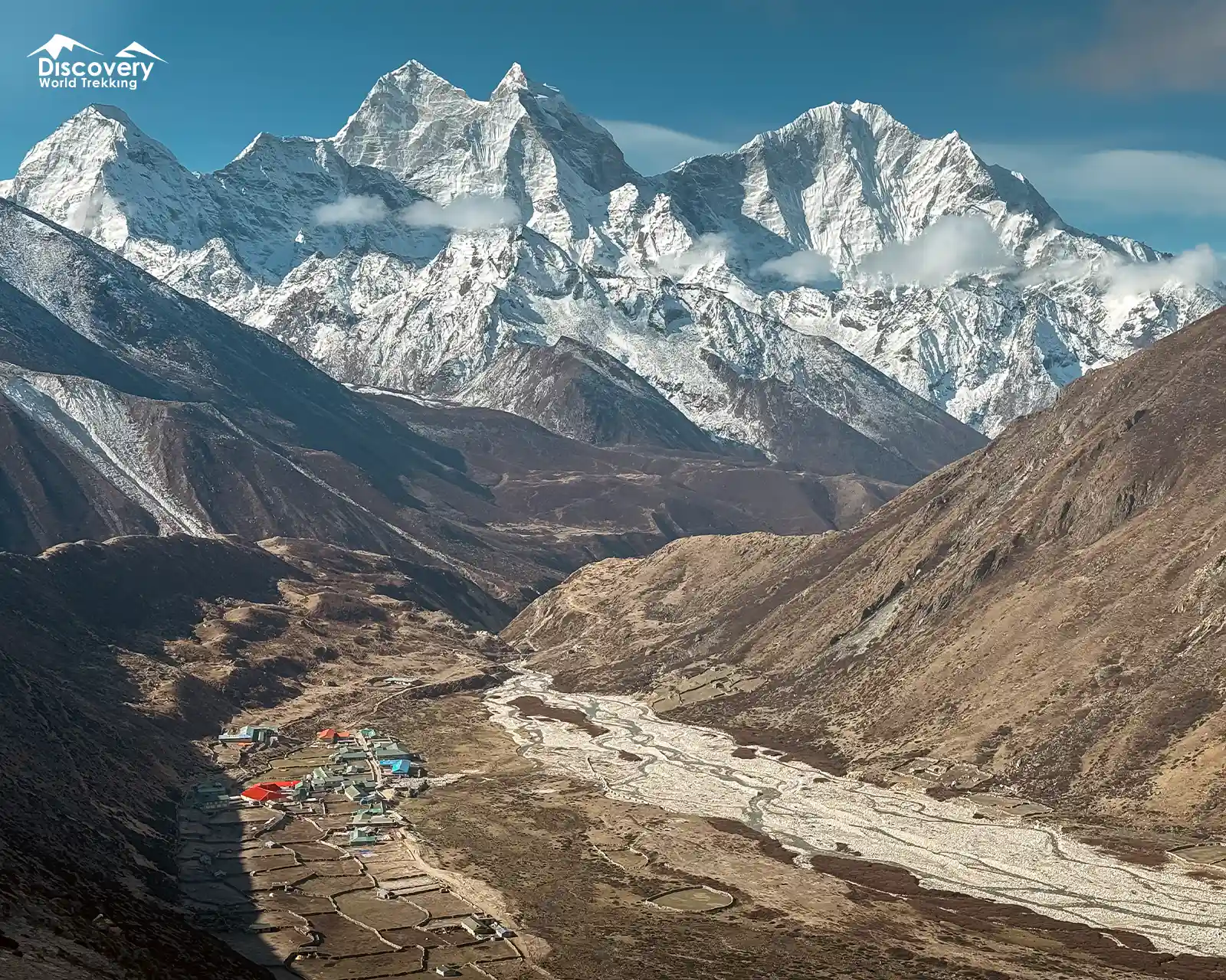Pheriche village in Khumbu valley beneath Everest Mountain Range