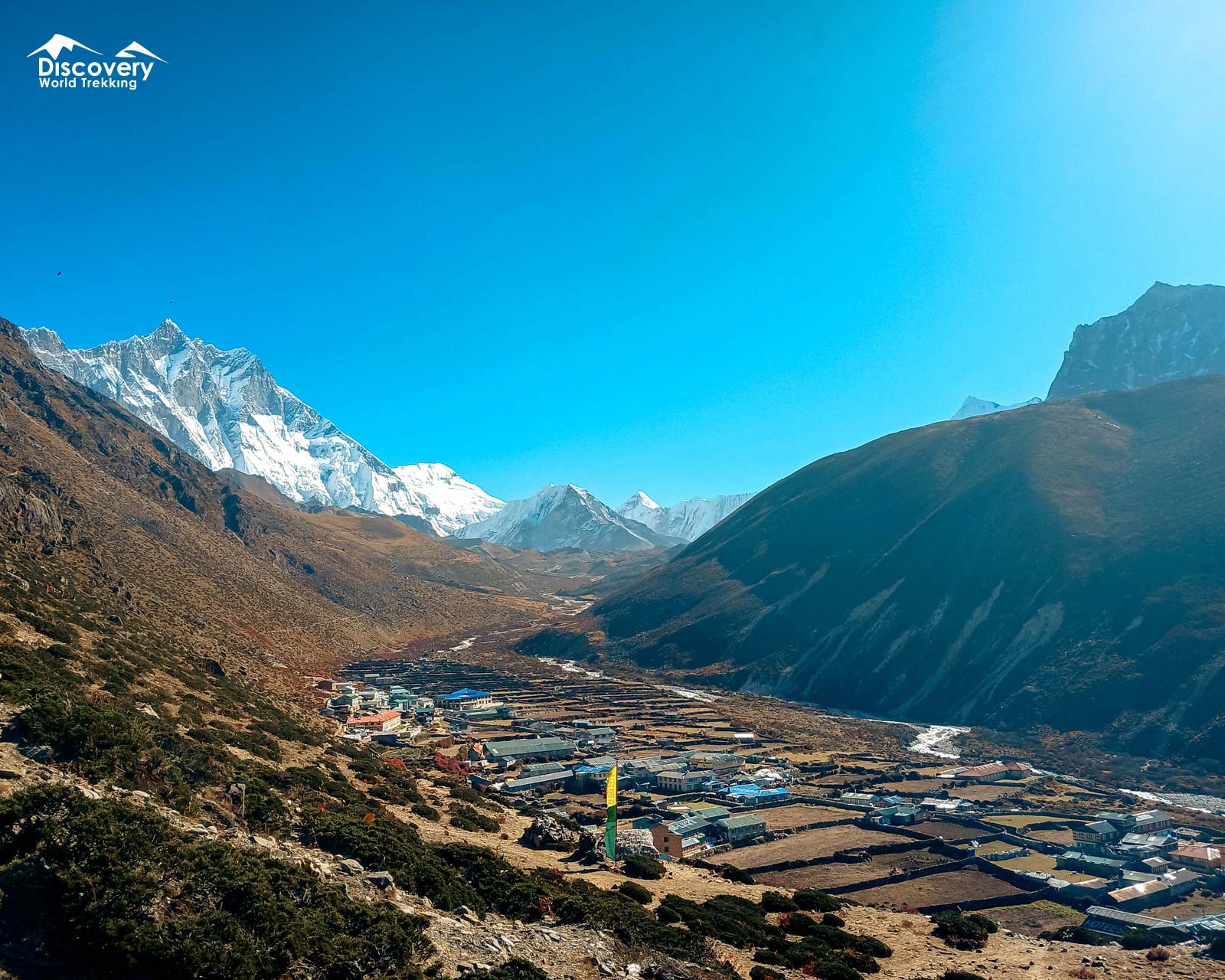 Island Peak (leftside) and Lodges at Dingboche