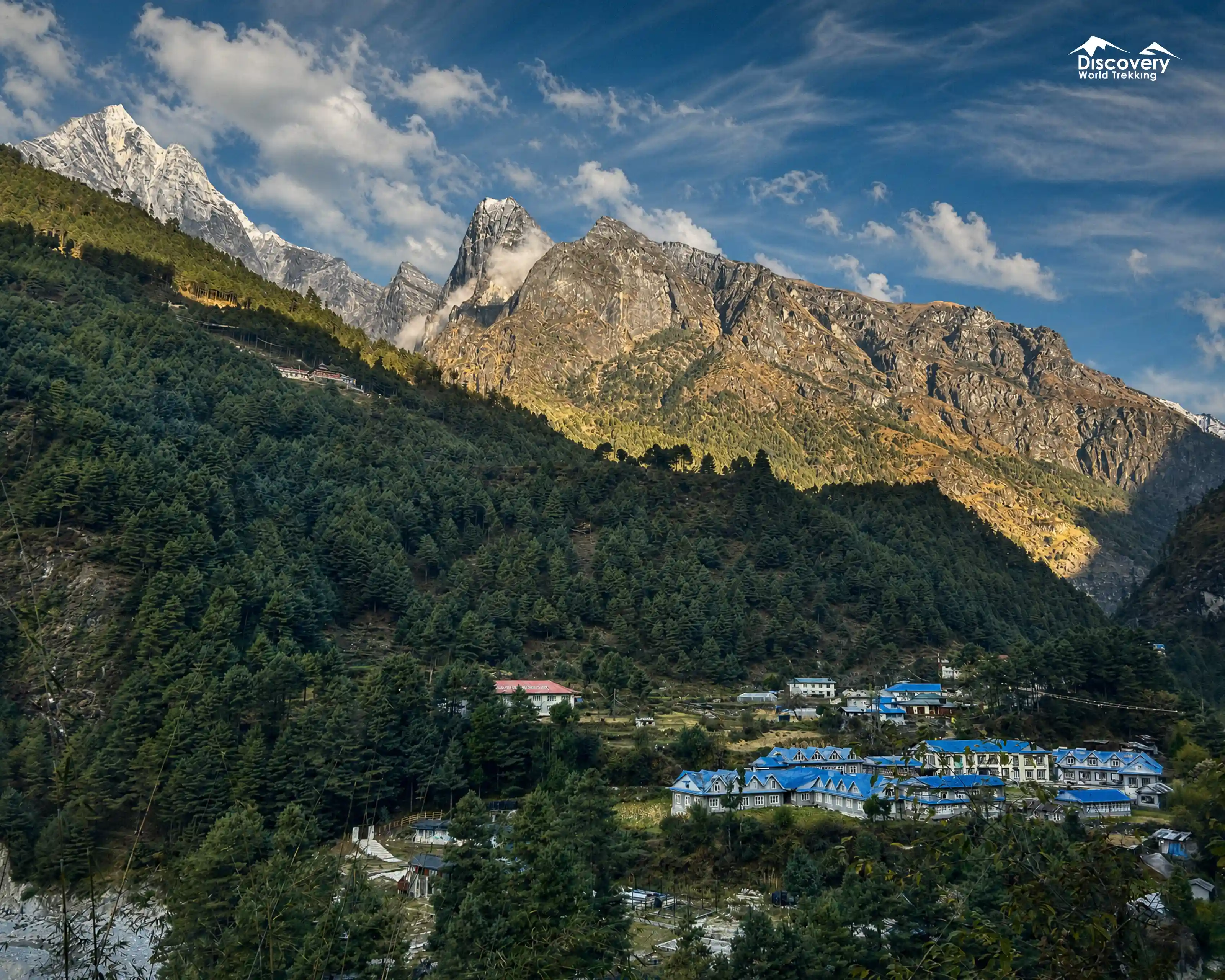 Wide view of Phakding Village