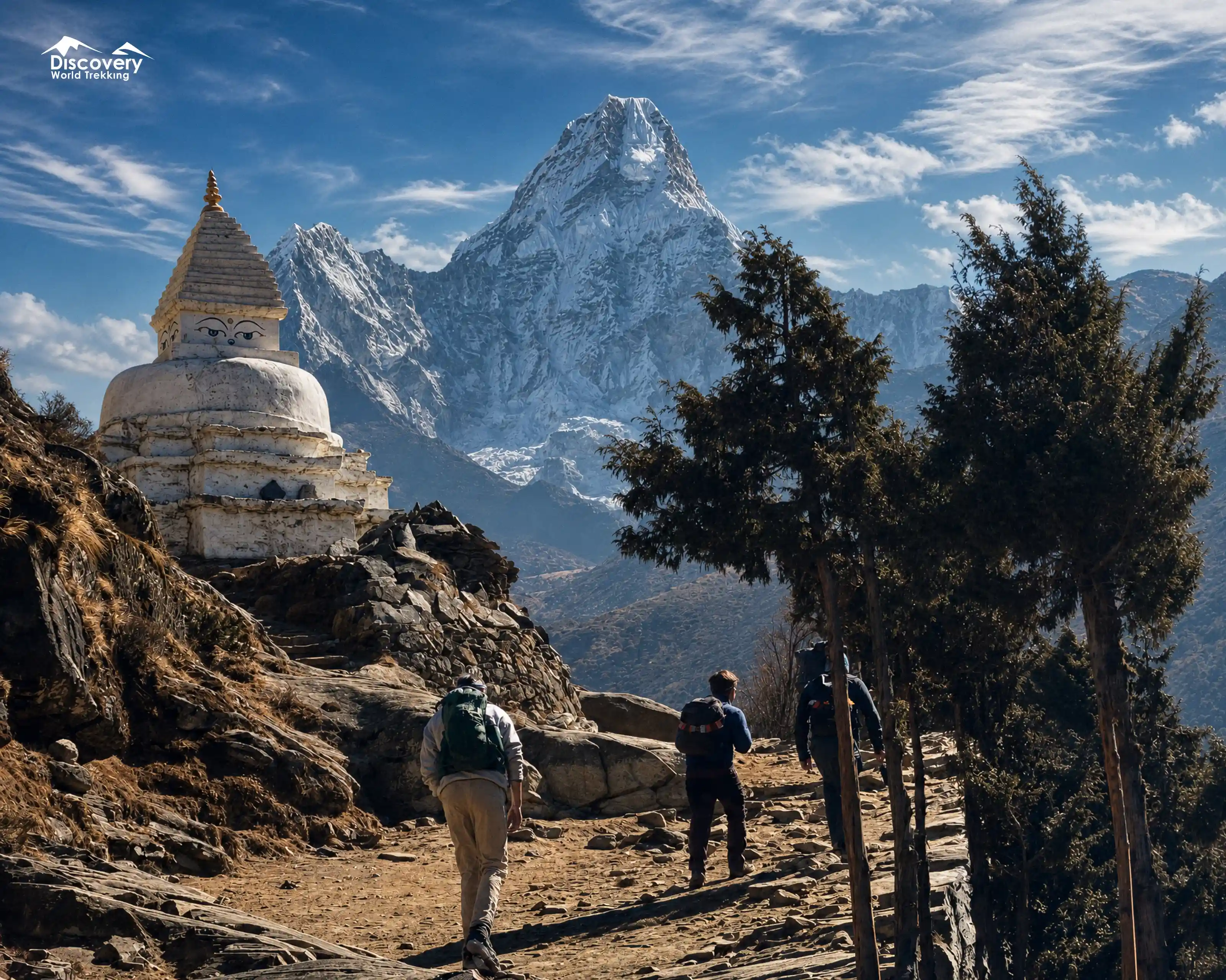 Peaceful Stupa with Ama Dablam behind